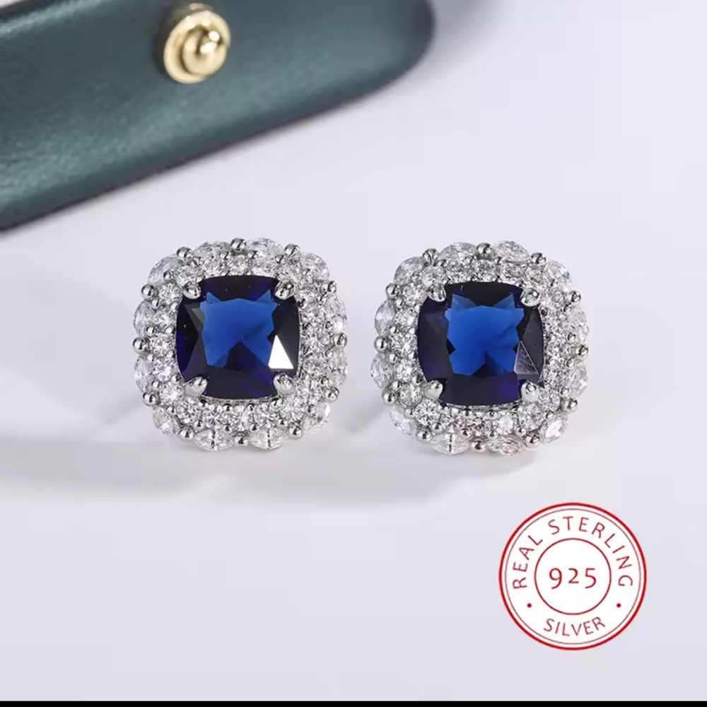 SHEIN Silver and Blue Sterling Earrings